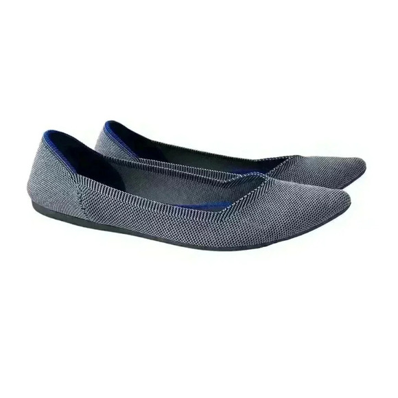 Rothys The Point Gray Blue Pointed Toe Flat Ballet Shoe Womens Size 9 Blue Rare